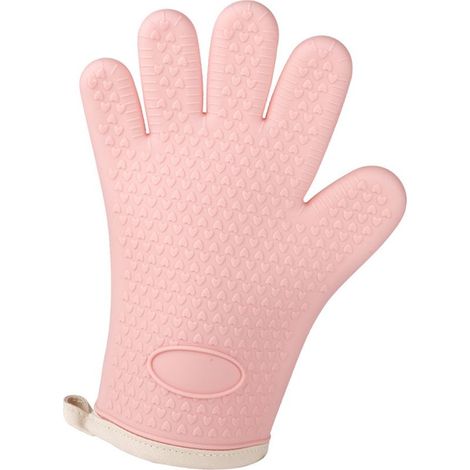 Gant de four Anti-brûlure en Silicone épais, résistant à la chaleur, pour micro-ondes, grille-pain, rose Orange. (1/5)