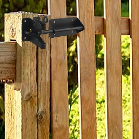 Loquet de portail automatique pour clôture en bois, noir (1/5)