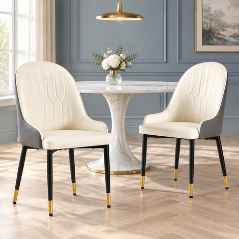 MEUBLIV Set di 2 sedie 47,3 x 44 x 91 cm bianco e grigio scuro – schienale a fulmine (1/5)