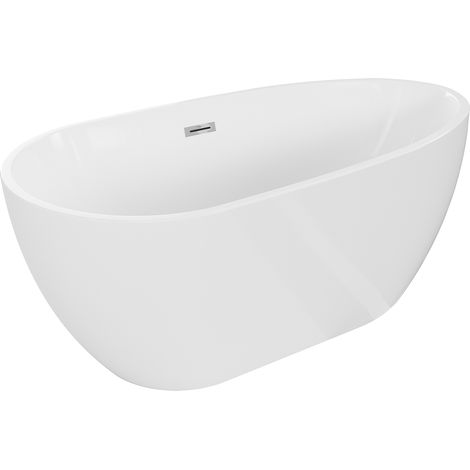 Mexen Eos freistehende Badewanne 150 x 75 cm, weiß, mit Überlauf chrom - 52471507500-01