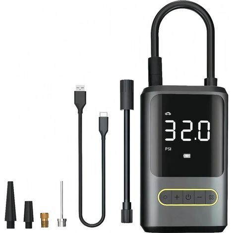 Mini pompa d'aria elettrica portatile (150 PSI, 4000 mAh) - Mini compressore con luce LED e ricarica USB per auto e palloni sportivi (1/3)