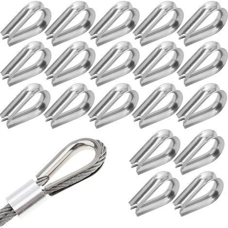 15 Pièces Serre Cable Acier 3mm, Serre Cable Inox, Tendeur Cable Inox, M4 Cosses De Cable Metallique, Cosse De Câble En Acier Inoxydable, Pour La Fixation D'Auvent De Corde à Linge (1/5)