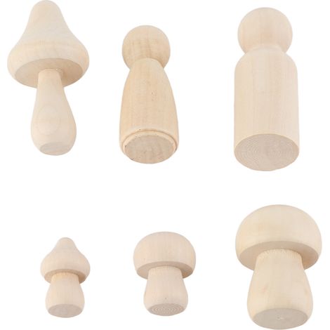 Mini champignons en bois à faire soi-même, bricolage, artisanat non peint, champignon en bois brut (1/5)