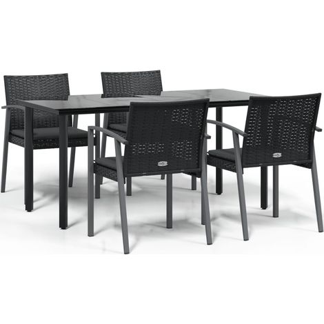 Maison Exclusive - Juego comedor jardín 5 piezas y cojines ratán (1/5)