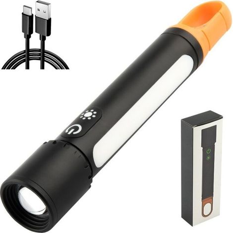 Lanterne de camping – Lampe torche avec projecteur – Lanterne LED rechargeable – Orange (1/5)