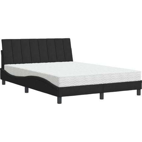 vidaXL Letto con Materasso Hanko Nero 140x190 cm in Velluto (1/5)