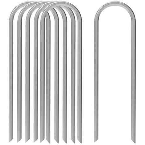 Sollbry Lot de 6 agrafes rondes de 12 pouces pour grillage de jardin, pointes pour tuyaux suintants, agrafes pour tissu paysager, piquets de barrière contre les mauvaises herbes pour pelouse (1/4)