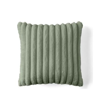 1 coussin en fausse fourrure côtelée, 40x40 cm, vert, pour canapé ou fauteuil salon