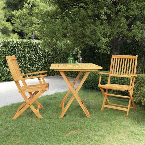 vidaXL Comedor de jardín plegable 3 piezas madera maciza de acacia (1/5)