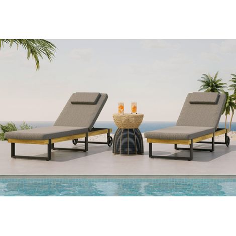 Mömax Gartenliege Elenyi grau Metall/Outdoorstoff/Holz (1/5)