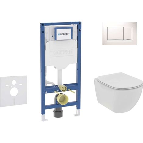 Geberit Duofix - Set per installazione pre- parete, vaso Tesi e sedile softclose, pulsante Sigma30, bianco/cromo SANI11CD3112 (1/5)