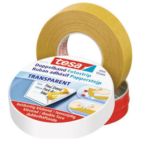TESA CINTA ADHESIVA, IDEAL PARA FOTOGRAFÍAS Y PAPEL, 10 M X 15 MM, EN CAJA DE METAL DE ALTA CALIDAD 10 M X 15 MM (1/2)