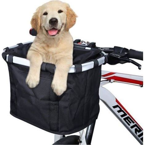 Foldable Bicycle Basket, Detachable Bike Handlebar Basket, Cycle Front Canvas Basket Carrier Bag Pet Carrier Easy to Install (1/5)