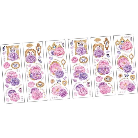 6 pièces autocollants fleurs vintage PET adhésifs feuille pour album photo carnet déco Type 3 (1/5)