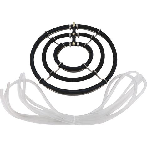Disque d'aération pour bassin, en acier inoxydable 304, anneau diffuseur de bulles d'air pour bassins à poissons, bassins à koï et aquariums, triple cercle, diamètre 35 cm/13,78 pouces. (1/5)