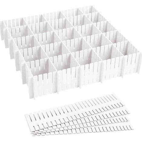 Organizador de cajones, 16 separadores de cajones, separadores de cajones ajustables, organización de almacenamiento (blanco) (47 cm) (1/5)