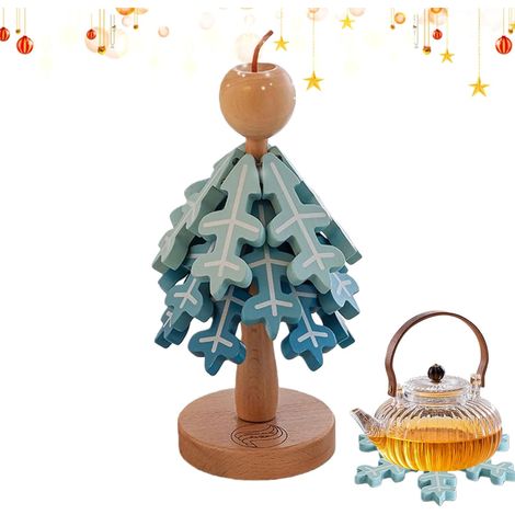 Dessous-De-Plat en Bois en Forme d'arbre sous-Verres Pliables Résistants À Trivet En Forme De Sapin De Noël Pour Domestique Restaurant Cuisine Casseroles Boissons Assiettes Bols Plats (1/5)
