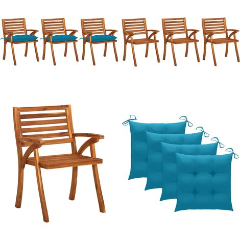 Chaises à manger de jardin avec coussins lot de 3 Acacia massif - Chaise De Jardin - Fauteuil De Jardin - Acacia Massif - Mobilier De Jardin - Chaises De Salle À Manger - Home & Living (1/5)