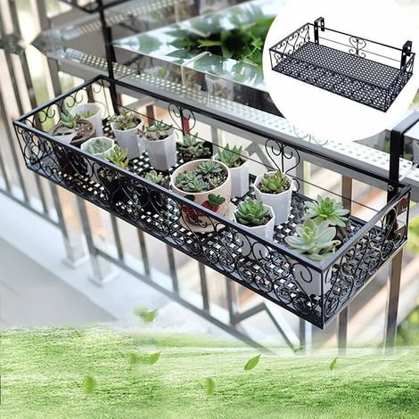 Balcony Hanging Planter Rack,Iron Balcony Plant Shelf,Balcony Metal Flower Rack,Balcony Flower Pot Holder,Flower Stand,for Office,Home,Hotel (1/5)