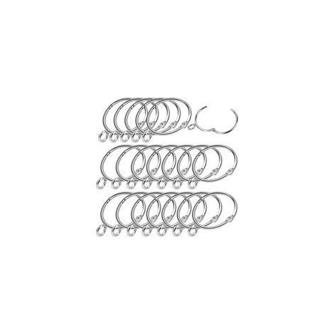 Anneau de Rideau de Douche en Métal, 20 Pièces Anneaux de Suspension Ouverts et Fermés Crochets de Suspendre à Anneaux pour Rideaux et Rideaux de Douche, Diamètre Interne de 50 mm (Argent) H329 (1/5)