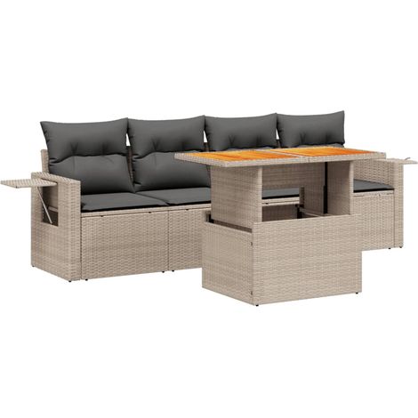 Maison Exclusive - 5-tlg. Garten-Sofagarnitur mit Kissen Grau Pol