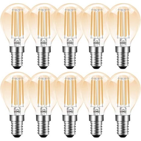 E14 Dimmable LED Bulb, E14 4W G45 P45 Vintage Edison Bulb, 2700K Warm White, 350lm, E14 LED Filament Bulb, 35W Incandescent Bulb Replacement, Dimmable, Amber, 10 Pack (1/4)