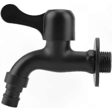 Mitigeur mural extérieur en acier inoxydable noir, robinet de jardin robuste pour lavabo salle de bain, montage au mur, usage extérieur et intérieur, finition mate élégante. (1/5)