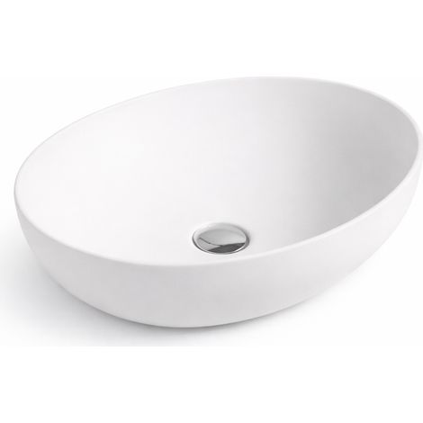 Vasque à poser arrondie -52 x 39 cm -Blanc mat -ELORA (1/4)