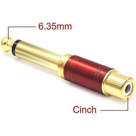 Lot de 2 adaptateurs audio VCE plaqués or, fiche mono mâle 6,35 mm vers prise RCA femelle, rouge