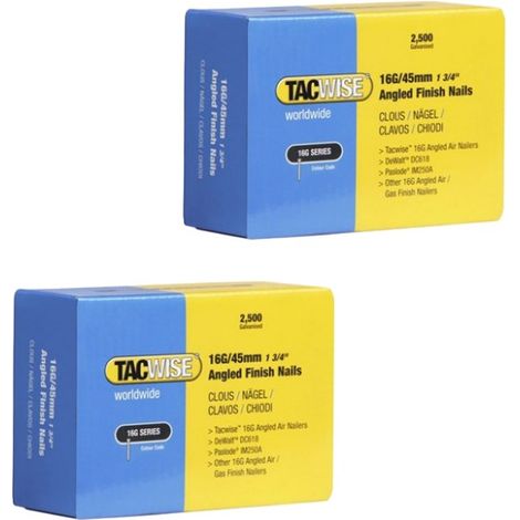 x2 Tacwise 0771 16g 45mm Angled Nails X 2500 16 Gauge DCN660 IM65A F16 M18FN16GA
