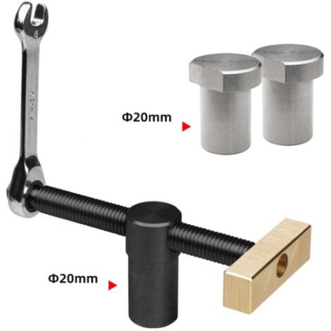 QORVA-Lot de 1 Etau Etabli Avec 2 Bench Dog, Serre Joint Menuisier pour Trous de Banc de 20 mm, Pince Etau Positionnement, Clip de Bureau Réglable, Accessoire Etabli pour Fixation Rapide