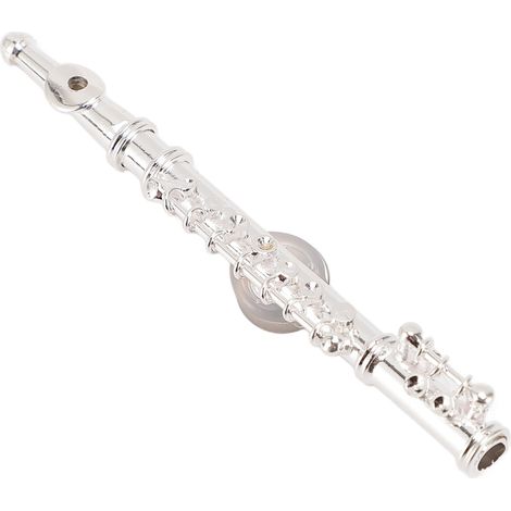 Aimant miniature réplique de flûte en argent, aimant décoratif en métal pour instrument de musique miniature (1/5)