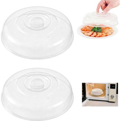 2 piezas, Tapa para microondas, Tapa para almacenar alimentos, Tapa para plato, Asa de fácil agarre, Transparente, Diámetro 20 cm (1/5)