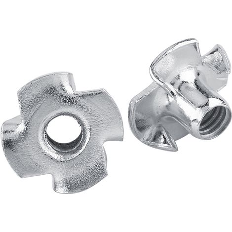 Écrous en T en acier au carbone à quatre griffes, pièces captives pour le travail du bois (M8 x 30 pièces) (1/5)