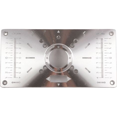 Plaque retournage fraiseuse bois en alliage aluminium argenté 235x120x8mm anti-usure avec bague centrage et vis, table guide chanfreinage (1/5)