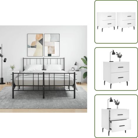 Tables de chevet 2 pcs blanc 40x35x47,5 cm bois d’ingénierie - Table De Chevet - Meuble De Chambre - Armoire De Chevet - Commode - Design Moderne (1/5)