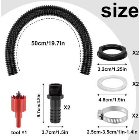 Kit Raccord Citerne Eau De Pluie - Tuyau Flexible 50 Cm - Raccords 25 Mm - Etanche - Pour Citernes Pluviales - 1 Unite (1/5)