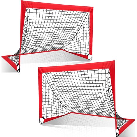 Randaco Portería de fútbol infantil plegable de 2 piezas, 120 x 90 x 90 cm, estructura de fibra de vidrio con red de dacrón y bolsa de transporte.