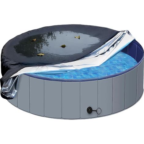 Bâche Protection Piscine Ronde 122 30 cm Couverture Piscine Chien Bache Piscine Ronde Cordon Serrage Tissu Oxford Protection UV (1/5)
