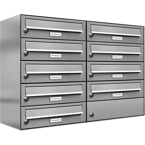 9er V2A Edelstahl Wandbriefkasten Anlage 9 Fach Briefkasten Postkasten (1/5)