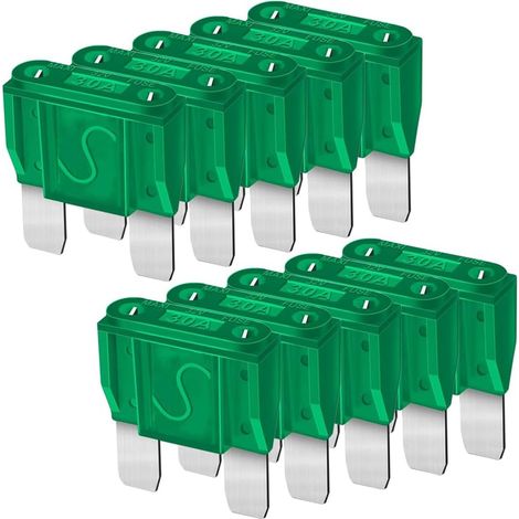 Packung mit 10 Maxi APX 30A Ersatz-Flachsicherungen für Autos, LKWs, Wohnmobile, Boote, Pkw, Fahrzeuge, Campervans, SUVs