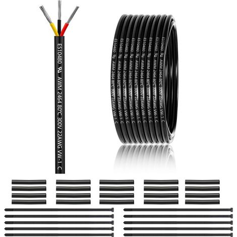Câble électrique 3 fils 22 AWG 3 x 0,3 mm² - 30 m - 0,3 mm² (1/5)