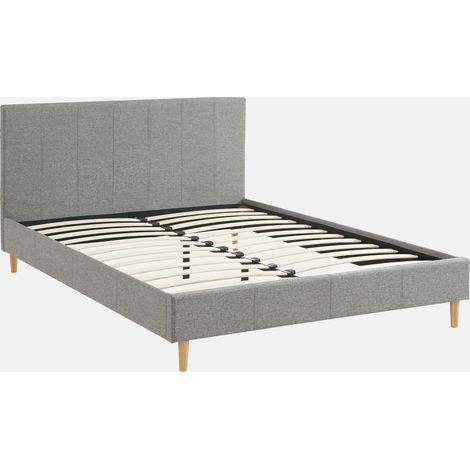 Cama con somier y cabecero 140x190cm, acabado en tela