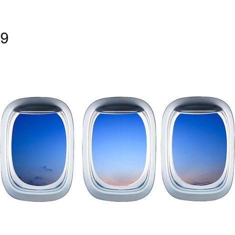 Lot de 3 autocollants muraux 3D autocollants pour fenêtre représentant un paysage d'avion - 9 (1/5)
