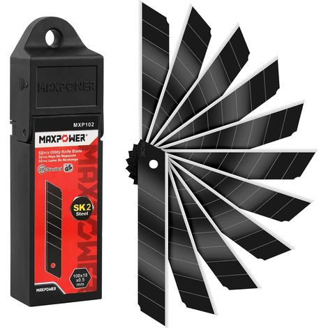 Lot de 50 lames de rechange pour cutter 18 mm à 8 segments en acier SK2 de qualité professionnelle (1/5)