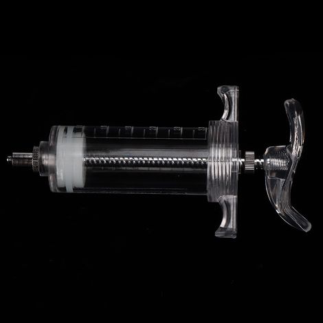 Seringue d'alimentation animale en plastique et acier durable de 30 ml avec tête en cuivre pour l'administration de médicaments aux animaux d'élevage. (1/5)