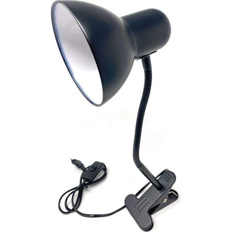 Lampada snodabile da scrivania con pinza braccio flessibile luce da tavolo orientabile con attacco per lampadine E27 Nero (1/2)