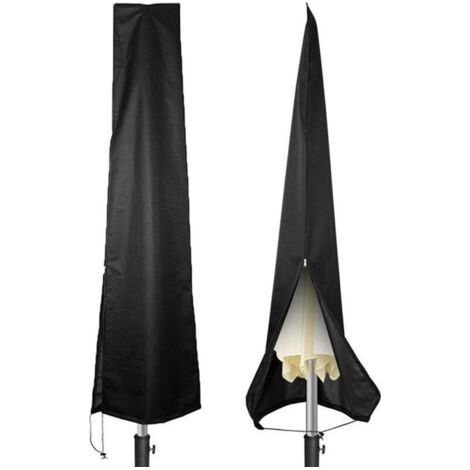 210D Waterproof & Anti-UV 50+ Parasol Cover – Garden Parasol Protection – Durable Tarpaulin with Waterproof Zipper & Windproof Cord – Easy Installation – Black 182×25×35 cm (1/5)