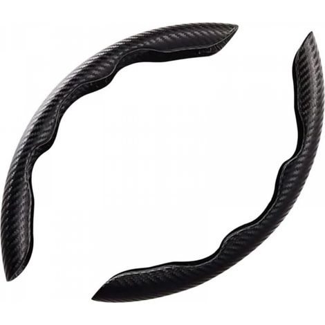 Housse de Volant Univers en pour Voiture, Lot de 2 Couvre-Volant Universels en Fibre de Carbone, Accessoire Intérieur, Ultra Léger, pour la Plupart des Voitures (Noir) (1/5)