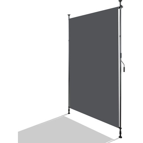 Store vertical extérieur à fixation par pince, extensible, installation sans perçage, protection contre le vent et l'intimité pour balcon et terrasse, résistant aux intempéries, couleur anthracite, av (1/5)